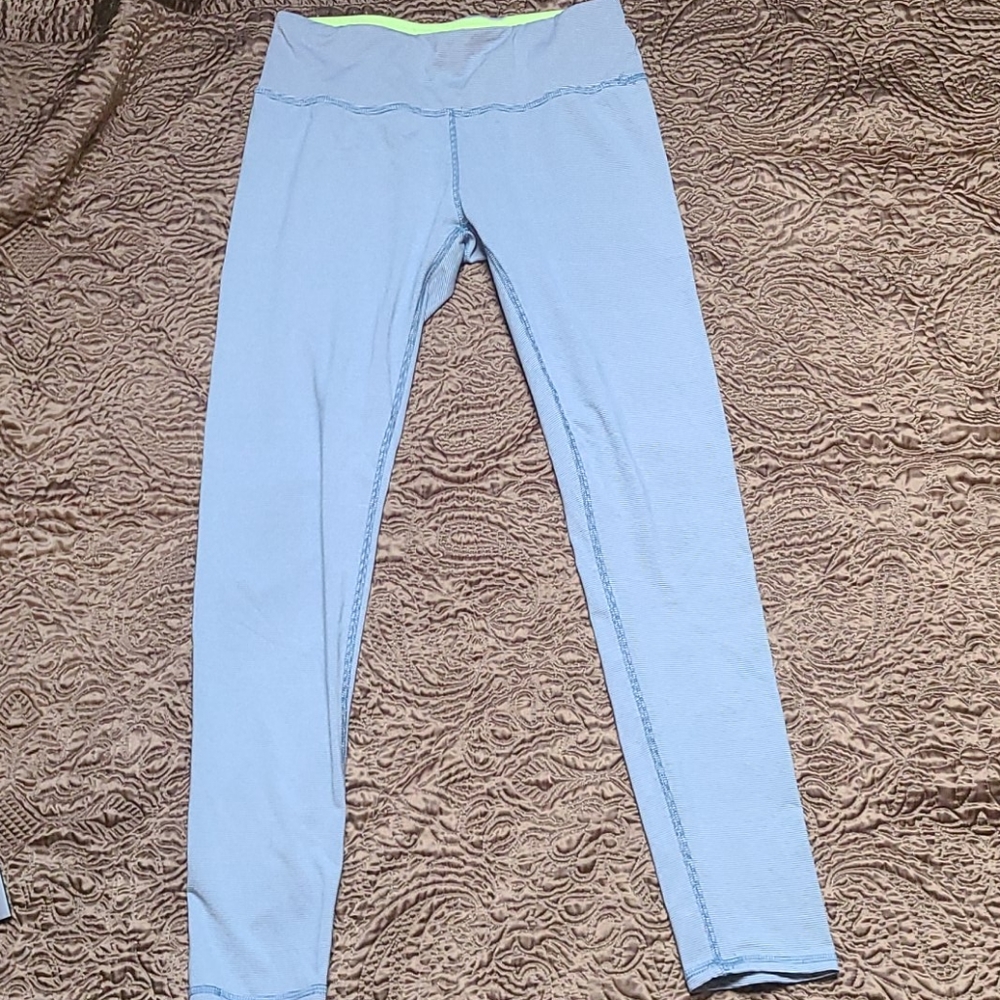 Light Blue Stripped Athletic Leggings